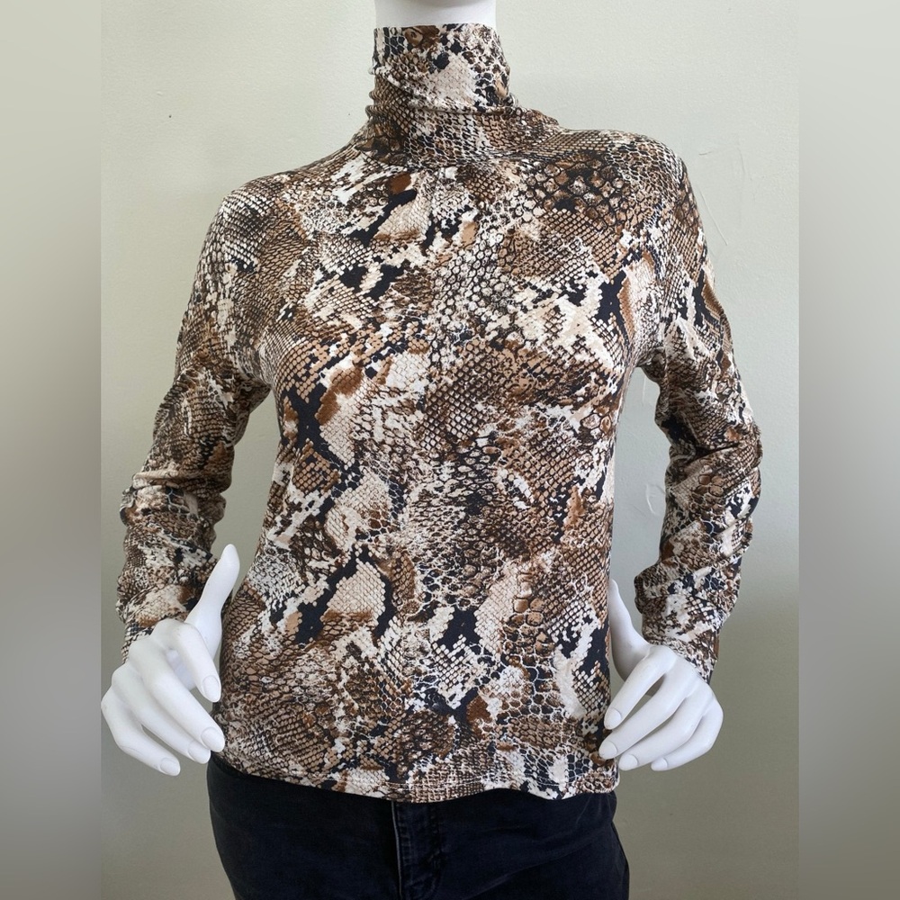Elliott Lauren Snakeskin Mock Neck Top